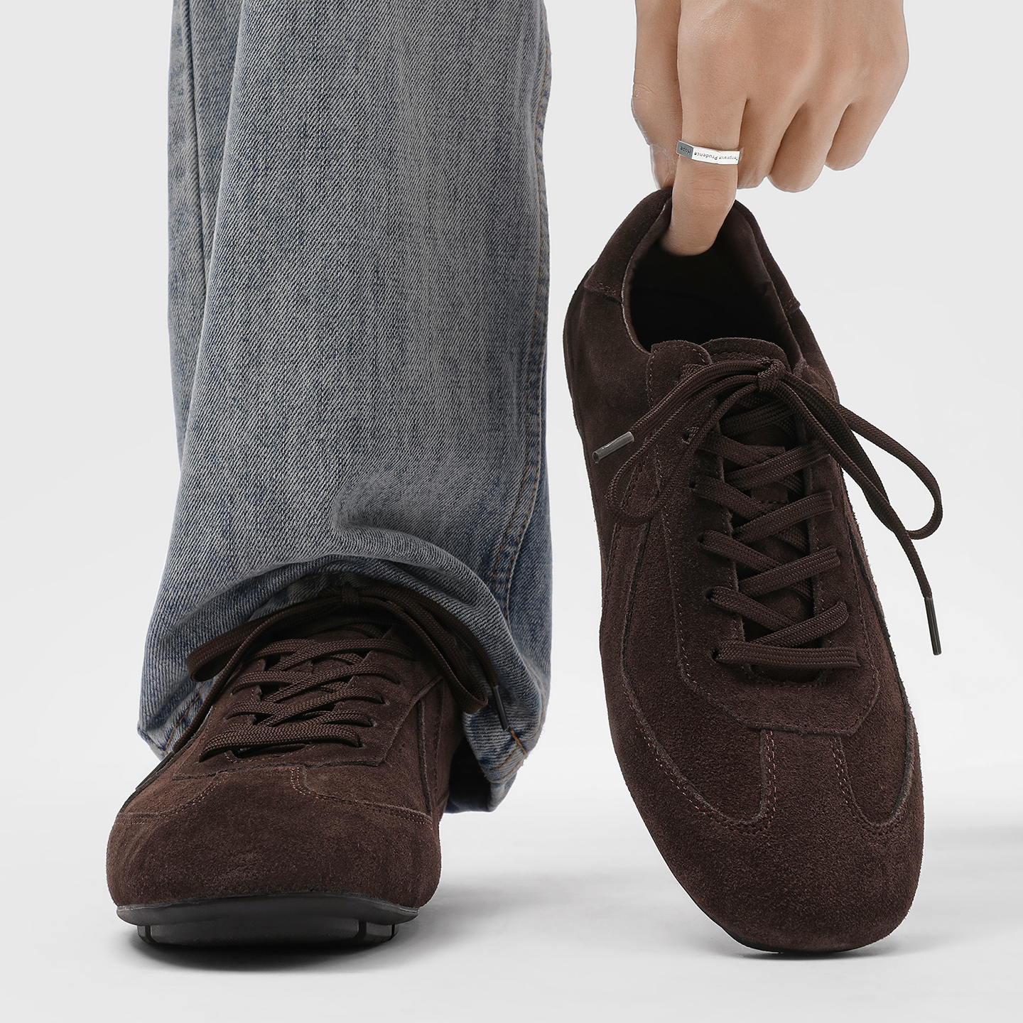 cleanfi德训鞋男极简翻毛皮复古高级感拳击训练鞋英伦薄底休闲鞋主图