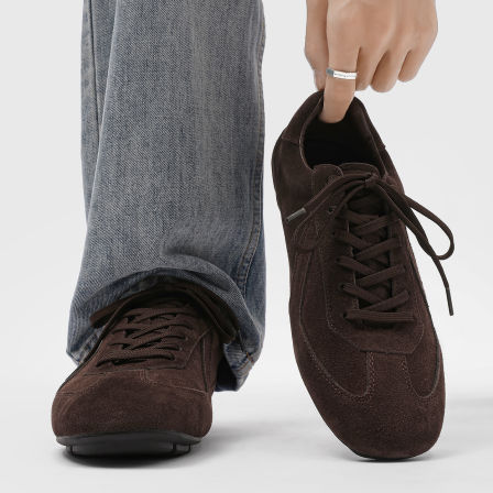 cleanfi德训鞋男极简翻毛皮复古高级感拳击训练鞋英伦薄底休闲鞋