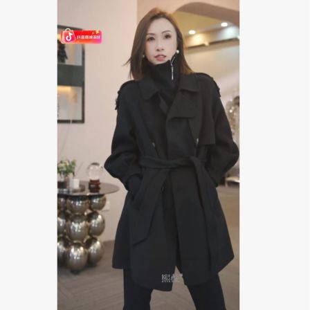 熙薇【北海微暖】秋冬季新款时尚气质休闲中长款大衣外套H5241