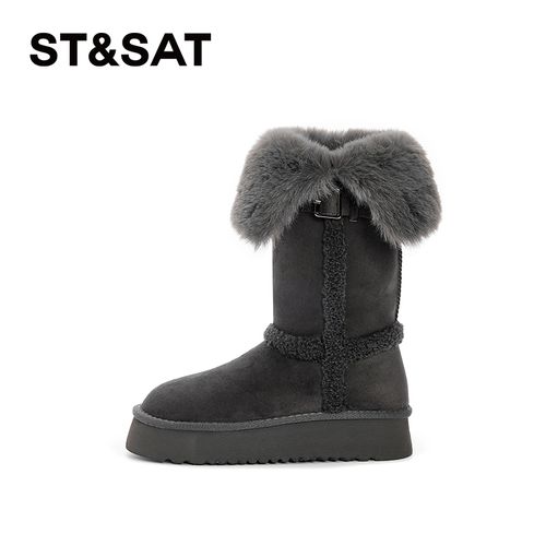 星期六时尚雪地靴女2025冬季新款加绒保暖两穿长筒靴厚底舒适棉靴主图