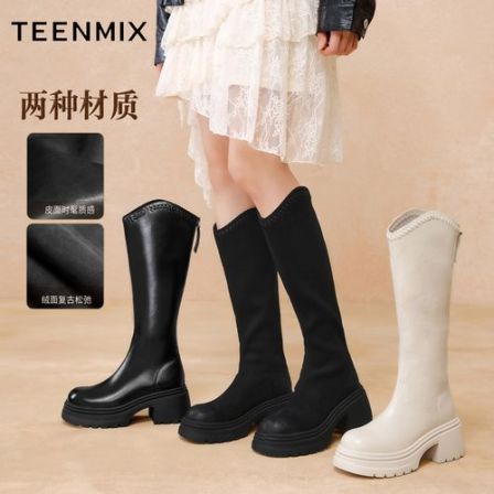 【吴宣仪同款】天美意25冬新款长筒靴显瘦百搭骑士靴BL641DG5