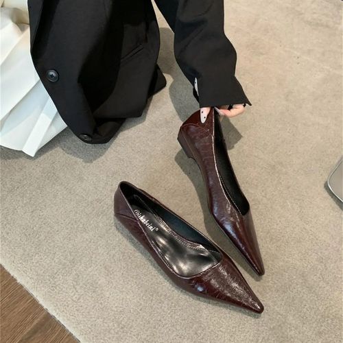 气质低跟浅口尖单鞋女2025春秋新款法式复古一蹬通勤鞋工作鞋主图