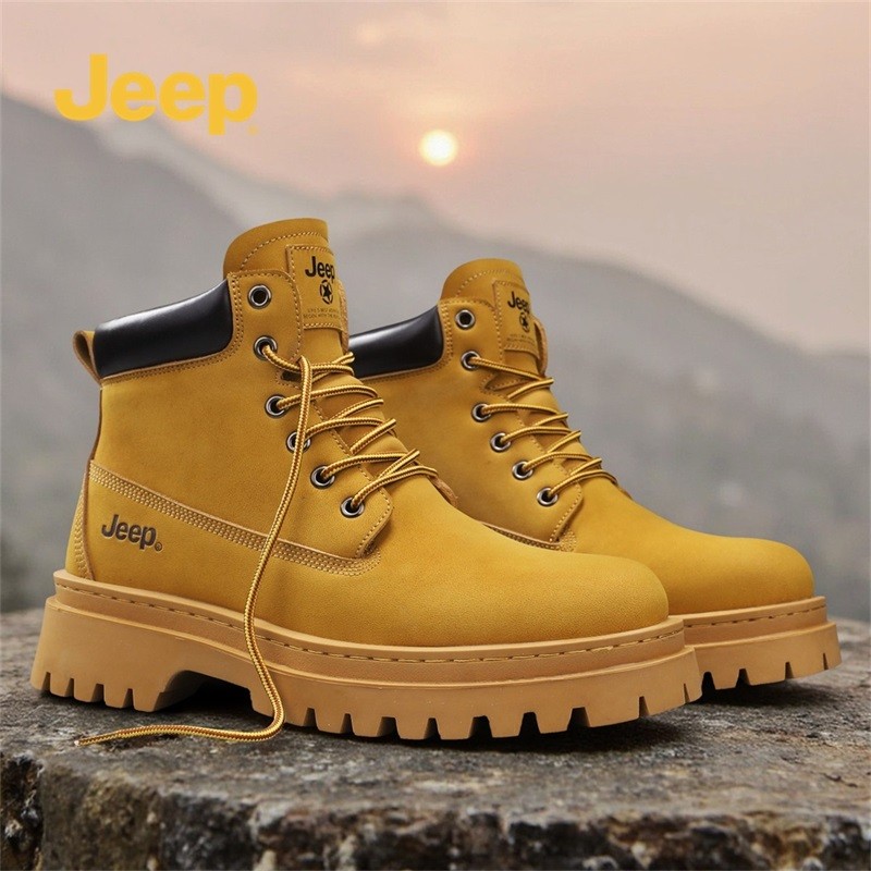 JEEP/吉普秋季男士高帮鞋英伦风真皮靴子中帮休闲鞋户外防风男靴主图