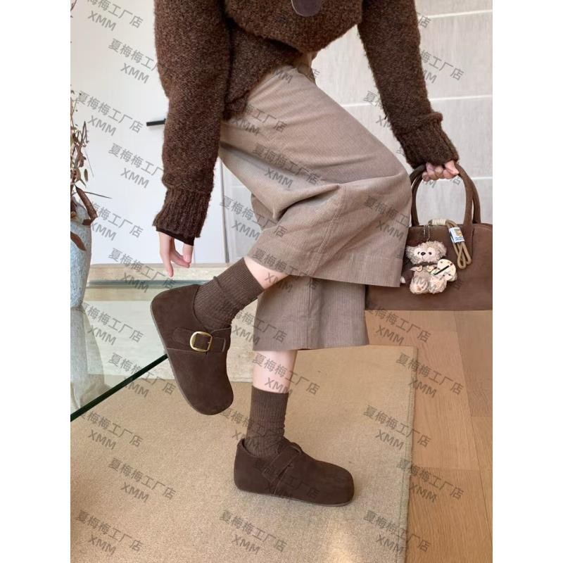 XMM.【毛毛底厚底博肯鞋】 复古厚底休闲风皮鞋勃肯鞋冬百搭Q796-60主图