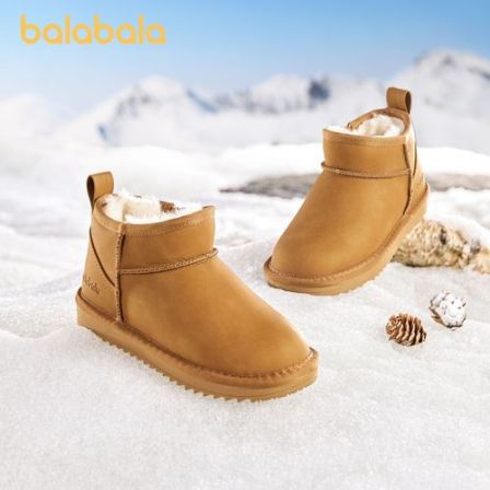 巴拉巴拉童鞋儿童雪地靴男女童短靴2025新冬靴子加厚加绒棉靴防滑