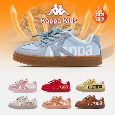 Kappa Kids冬季新款加绒保暖女鞋百搭休闲轻便学生板鞋鞋子德训鞋