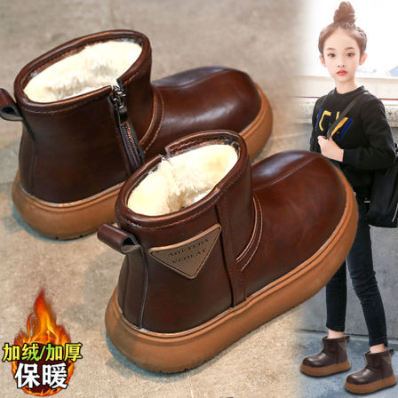 官网C&k女童雪地靴冬加绒加厚2025新款大童女孩大头棉鞋皮毛一体