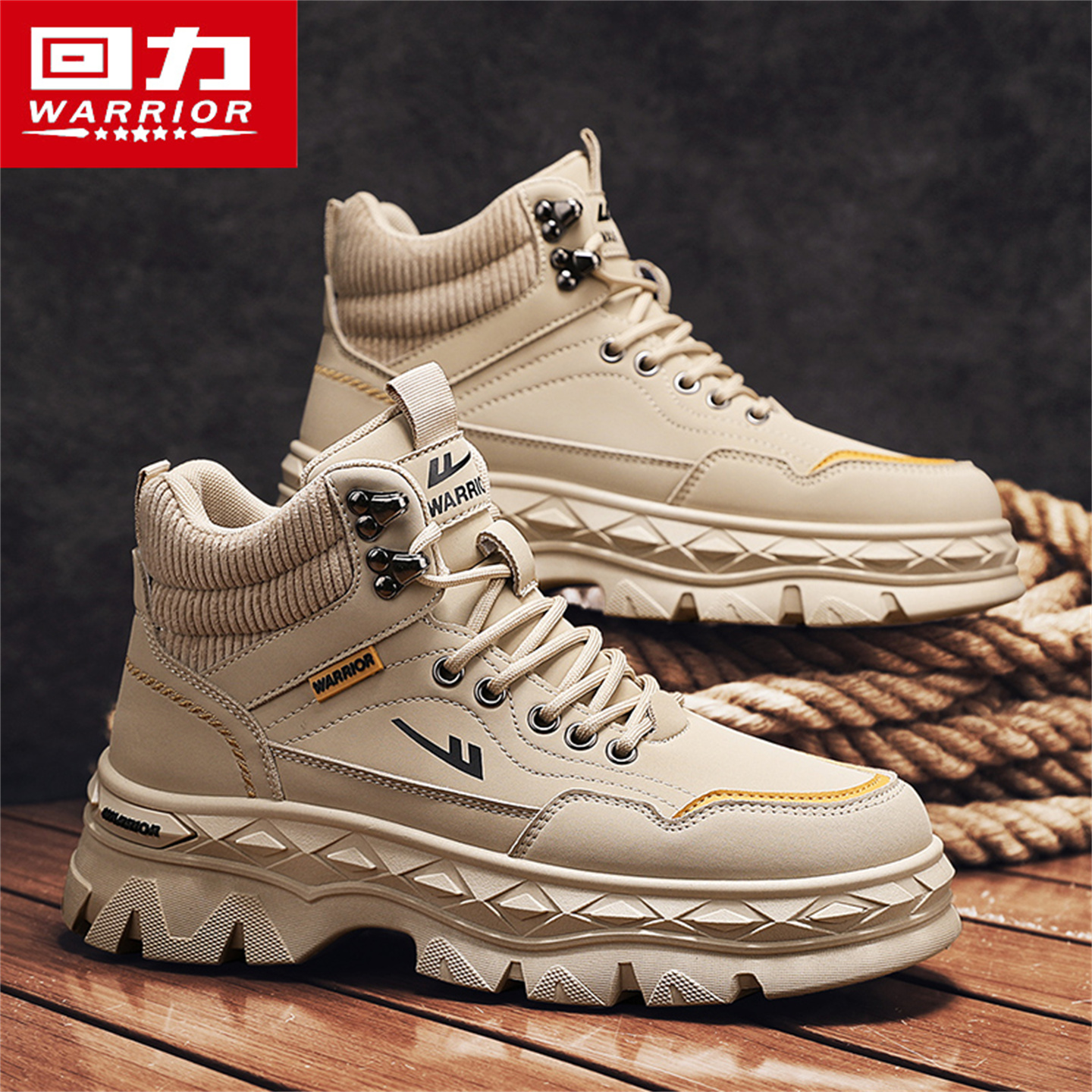 回力马丁靴男款秋季高帮运动休闲复古英伦风厚底耐磨劳保工装短靴主图