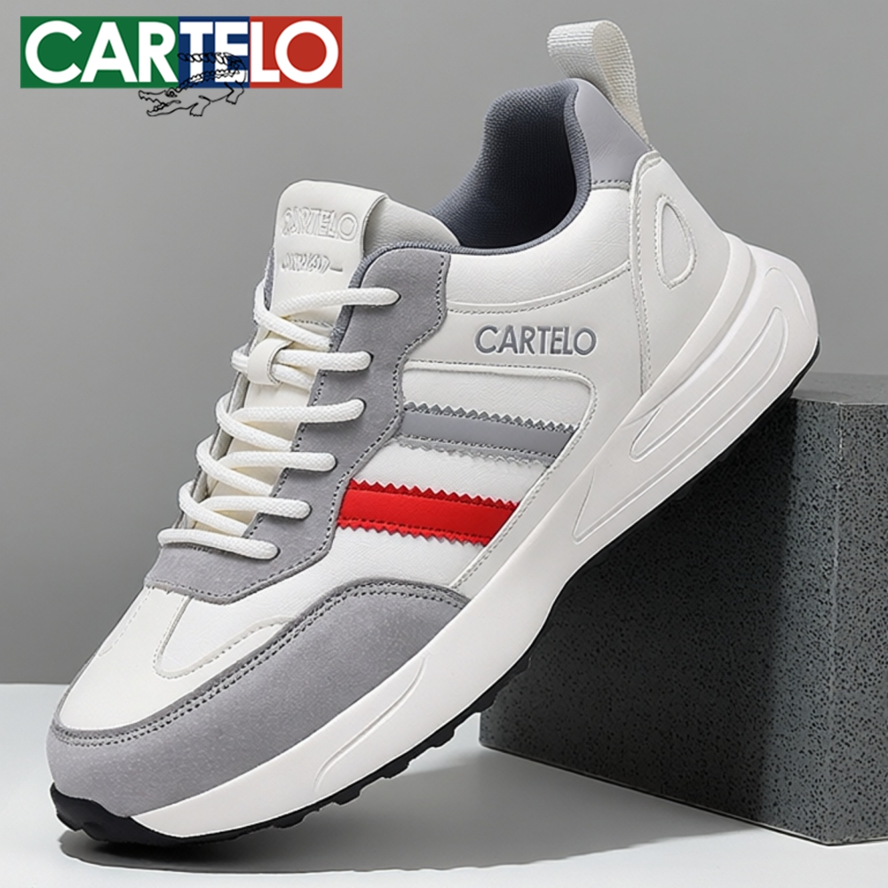 卡帝乐鳄鱼男鞋舒行秋季新款休闲鞋百搭软底运动鞋革面增高老爹鞋主图