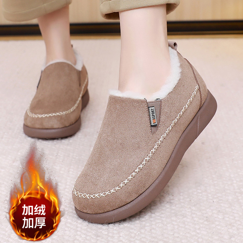 张凯丽老人棉鞋2025新款冬季加绒加厚纯羊毛保暖防滑一脚蹬妈妈鞋主图