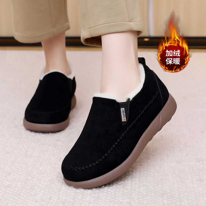 张凯丽老人棉鞋女冬季加绒加厚雪地靴绵羊毛保暖防滑一脚蹬妈妈鞋主图