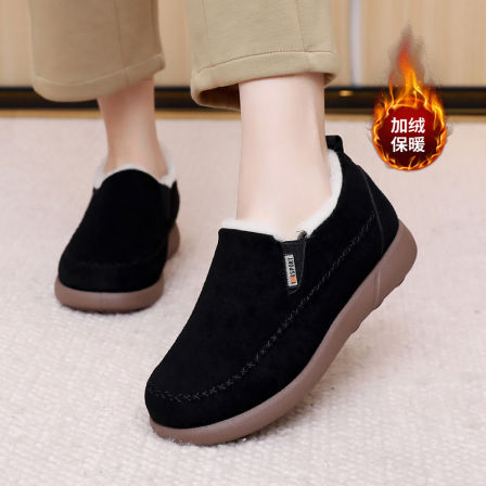 张凯丽老人棉鞋女冬季加绒加厚雪地靴绵羊毛保暖防滑一脚蹬妈妈鞋