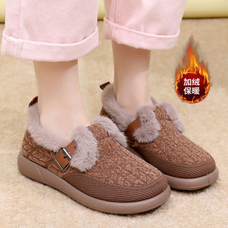 张凯丽老人棉鞋2025新款冬季加绒加厚保暖防滑懒人一脚蹬妈妈棉靴
