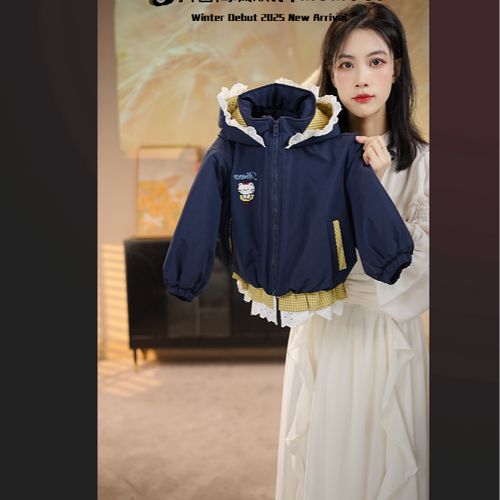 MOMOCO2025冬季新款女童保暖时尚休闲韩版卡通外套77830107007主图