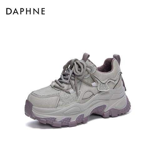 【双11好物】达芙妮2025秋冬新款皮面加绒老爹鞋增高百搭休闲女鞋主图