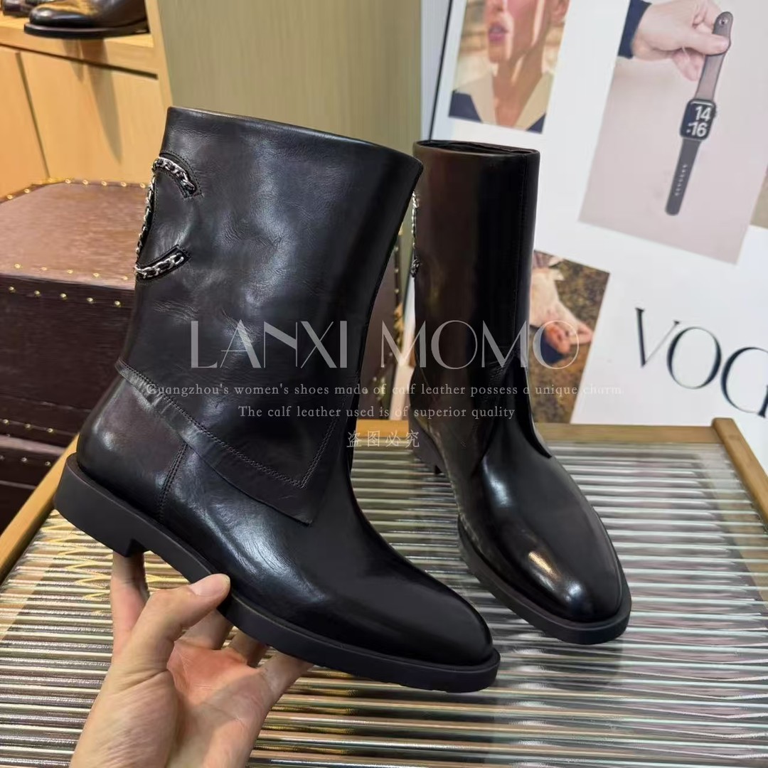  【LANXI  MOMO】时尚百搭女士黑色秋冬尖头短靴25XZ680LX主图