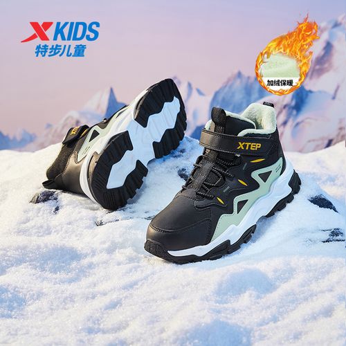 特步儿童秋冬加绒保暖二棉鞋中大童户外减震运动鞋677415379110主图