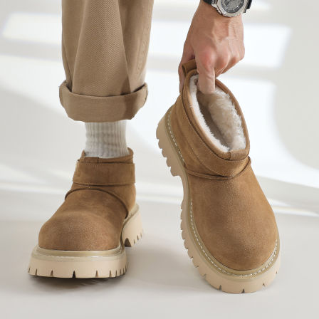 冬季漠河加绒加厚雪地靴男女米奇大头马丁靴防寒防滑装备户外棉鞋