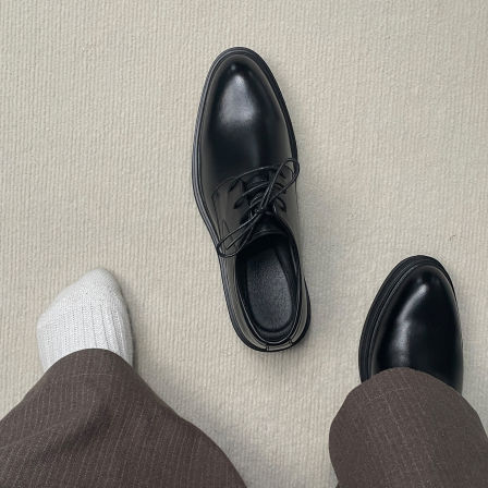 黑色皮鞋男2025新款8cm隐形增高鞋英伦商务正装结婚新郎尖头皮鞋