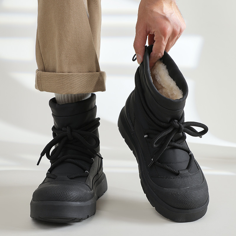 冬季中帮马丁靴男加绒加厚工装鞋东北面包棉鞋情侣防滑保暖雪地靴主图