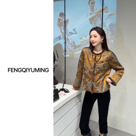 【惊鸿客】新中式水貂毛锦油稠网红时尚休闲百搭复古夹棉外套