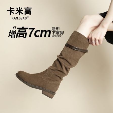 7cm内增高堆堆靴2025爆款秋季弹力英伦风小个子长靴女KM-D0813-3