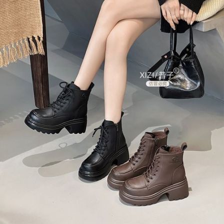 xizi/昔子2126短靴马丁靴短靴棉靴时装靴时尚厚底高跟秋冬系带