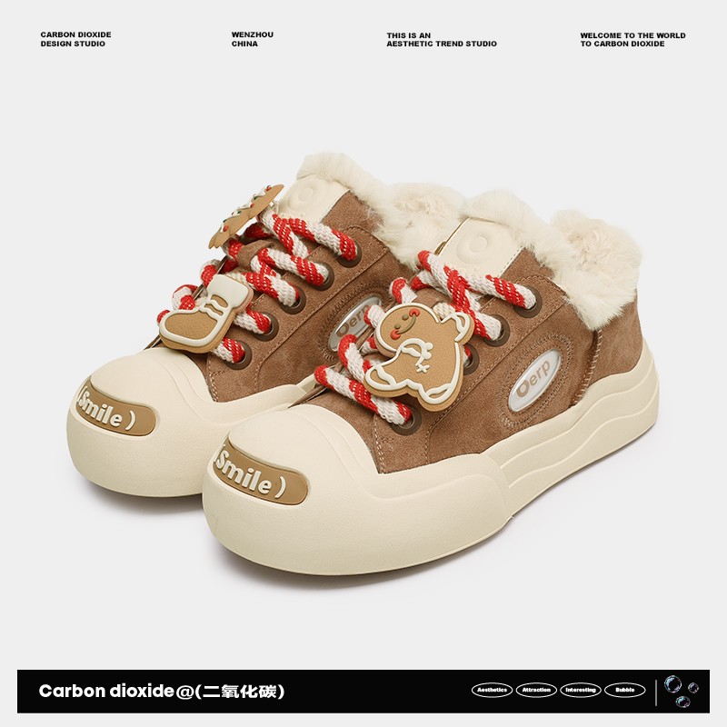 保暖粘胶鞋系带时尚雪地靴圆头纯色潮流风成人-9863/9858主图