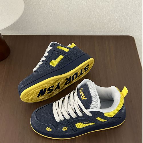 港风小众深蓝黄休闲运动鞋男鞋2025年冬季情侣美式复古面包鞋板鞋主图