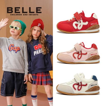 百丽儿童秋冬新款德训鞋男女童运动鞋防滑休闲潮童鞋CE9090流光风