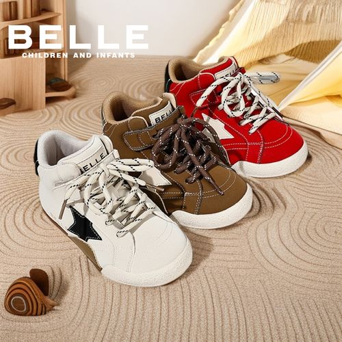 百丽儿童秋冬新款星星板鞋男女童高帮拳击鞋美拉德休闲鞋RK0479主图