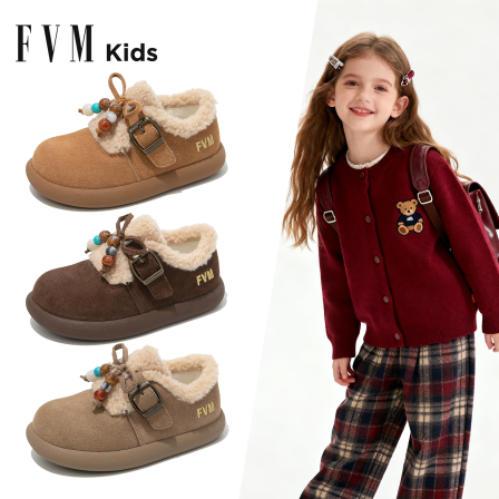 FVM女童鞋子儿童勃肯二棉鞋2025新款秋冬季女宝宝加绒软底雪地靴