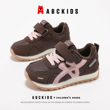 abckids童鞋女童运动鞋2025冬季新款儿童二棉鞋加绒鞋德训阿甘鞋