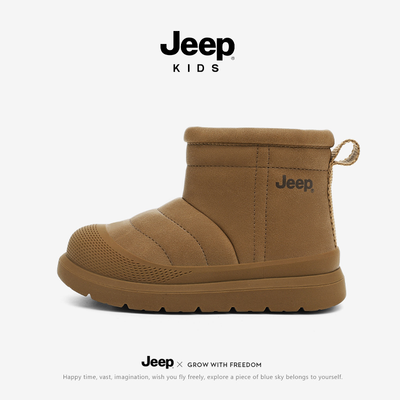 jeep儿童雪地靴加绒女童棉鞋2025新款冬季棉靴防滑防水男童雪地鞋主图