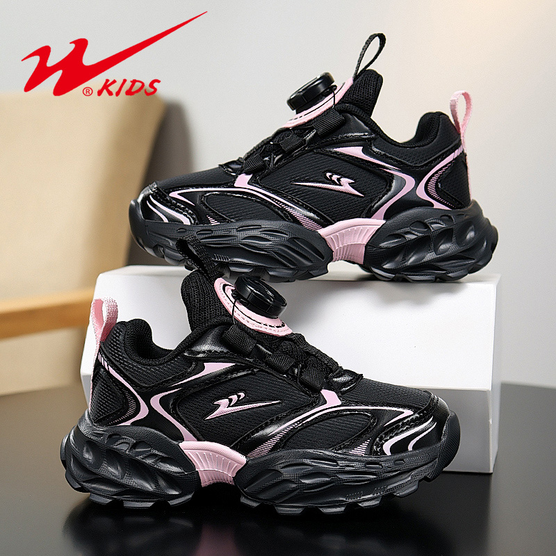 双星女童运动鞋2025秋季新款皮面防水女孩时尚软底老爹鞋儿童鞋子主图