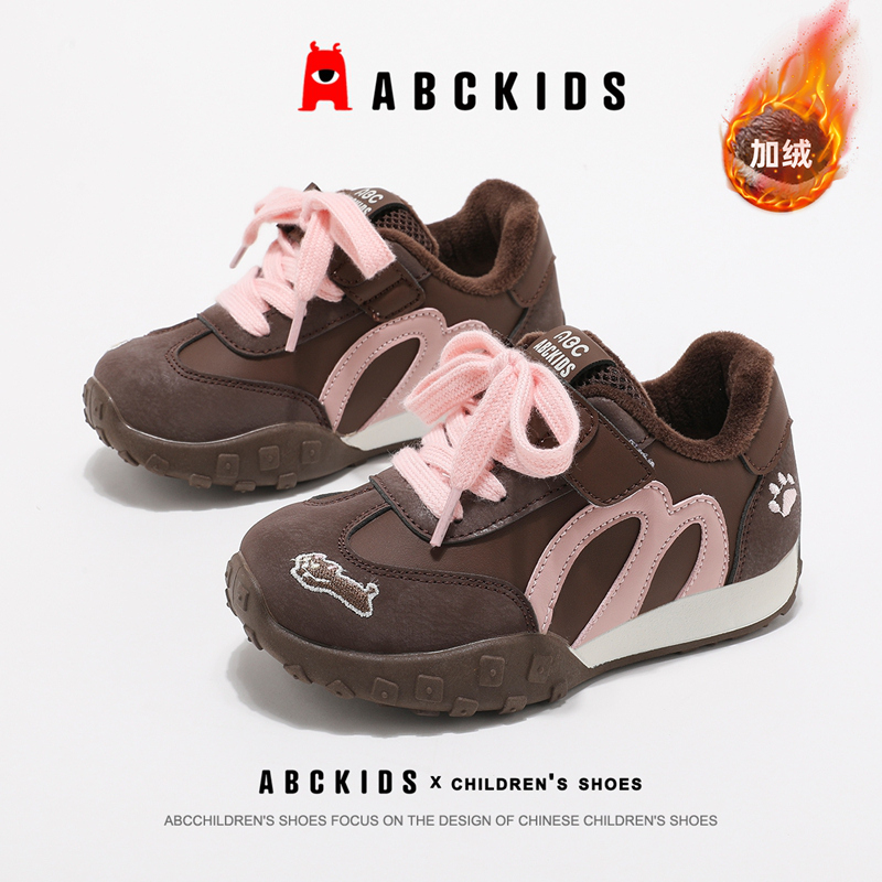 ABCkids童鞋儿童德训鞋冬季加绒保暖棉鞋防滑女童鞋子加绒运动鞋主图