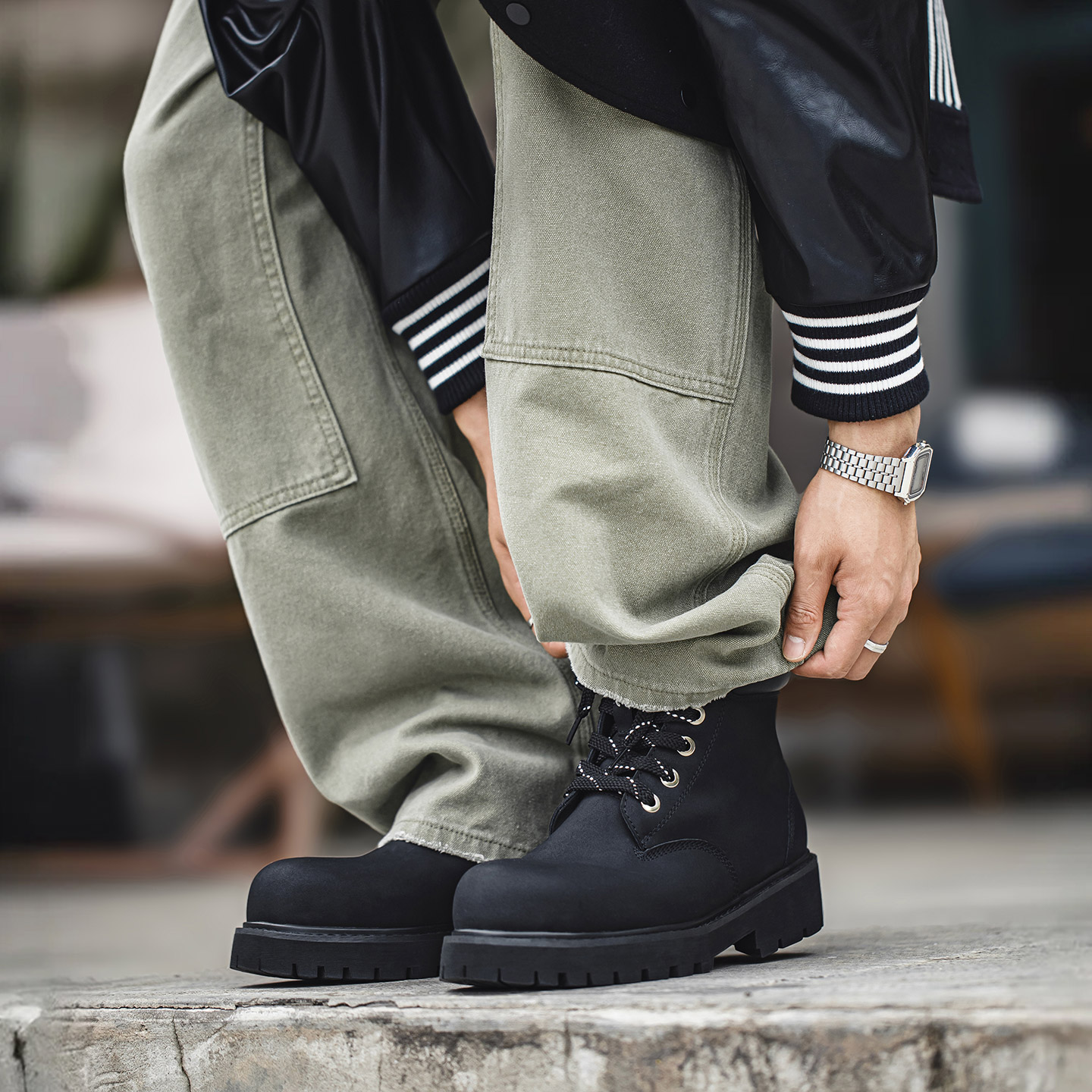 MRA新款改良大黑靴马丁靴男款冬季圆头工装鞋中帮厚底通勤潮靴子主图