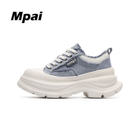 梦牌 牛仔布时尚老爹鞋韩版百搭7CM增高厚底运动休闲潮鞋 男女款