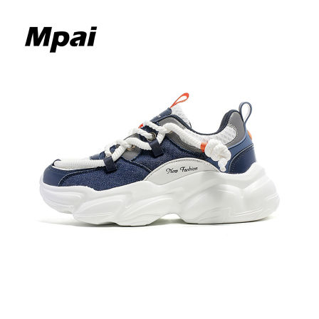 梦牌 街头时尚厚底老爹鞋潮流百搭牛仔布轻便休闲运动潮鞋 男女款