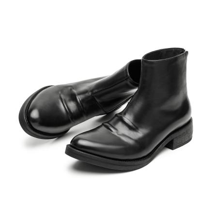 DESERTO 头层植鞣牛皮褶皱扭曲拉链翘头尖头切尔西靴巫师靴