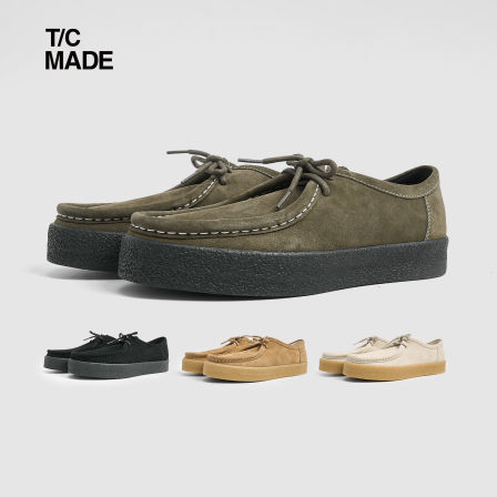 TCMADE 035 秋冬反绒牛皮莫卡辛复古硫化低帮穆勒休闲系带袋鼠鞋