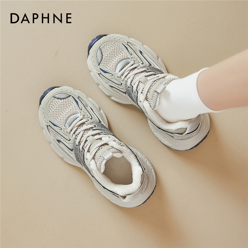 达芙妮老爹鞋女2025新款爆款秋冬加绒厚底增高休闲百搭休闲运动鞋主图