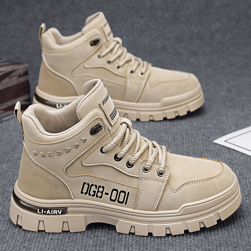 高帮男鞋2025新款秋季防滑耐磨厚底户外登山鞋男士工装运动马丁靴主图