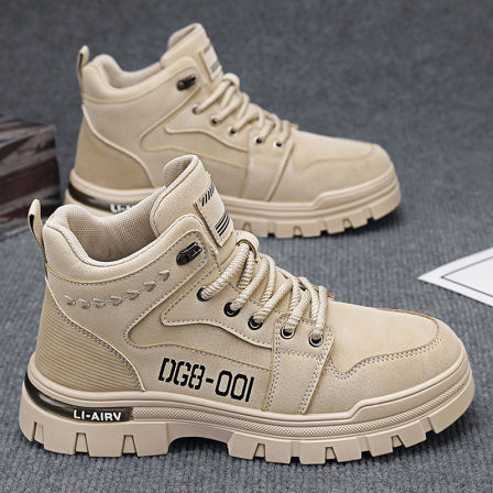 高帮男鞋2025新款秋季防滑耐磨厚底户外登山鞋男士工装运动马丁靴