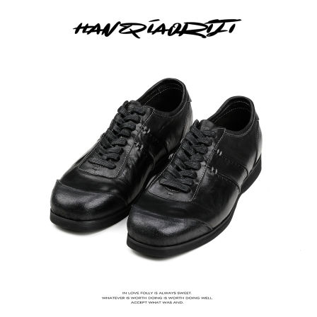 韩桥日记[幽渊系列]"包头"水洗马皮训练拳击鞋通勤薄底方头德训鞋