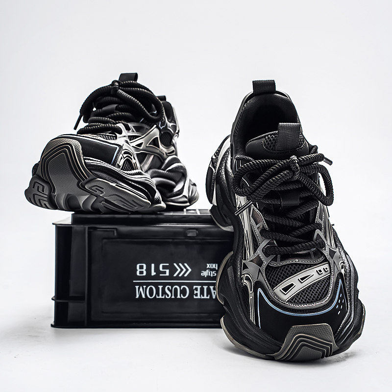 黑武士男鞋秋季软底防滑学生青少年运动跑步休闲旅游增高老爹潮鞋主图