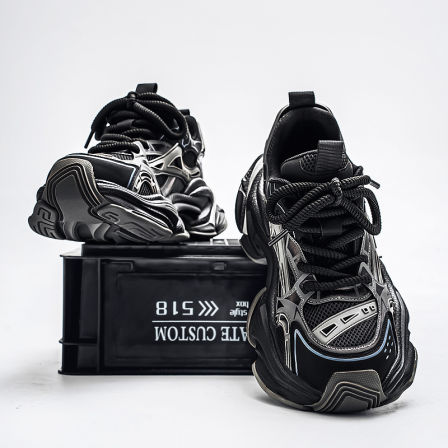 黑武士男鞋秋季软底防滑学生青少年运动跑步休闲旅游增高老爹潮鞋