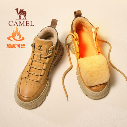 骆驼男鞋高帮板鞋复古增高厚底防滑加绒工装靴