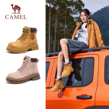 骆驼马丁靴女靴英伦风大黄靴工装靴户外登山鞋2025新款百搭短靴女