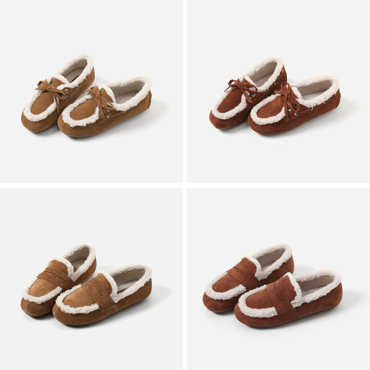 ED07067 茉莉雅集 M1*U细腻丝光牛猄保暖羊毛内里舒适软底豆豆鞋主图